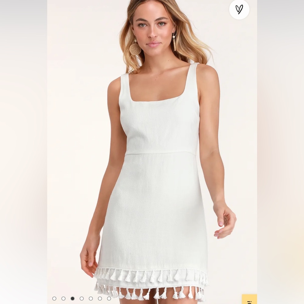 Lulu’s Feel the Sunshine White Tassel Dress